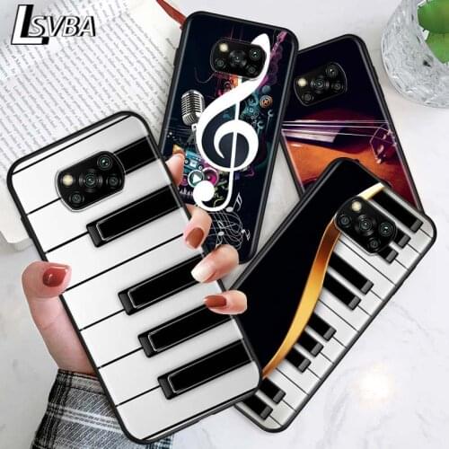 Love Music Guitar for Xiaomi Poco X3 NFC X2 M3 M2 F2 F3 Pro C3 F1 A2 Lite Mix3 Play Silicone Soft Black Phone Case