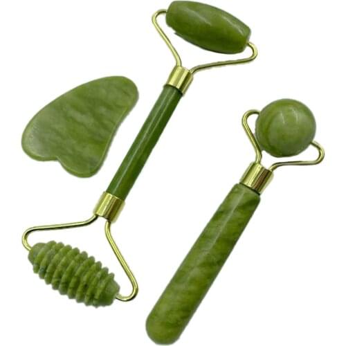Natural jade beauty device double head roller jade roller facial massage beauty device Scraping Eye Facial Massage