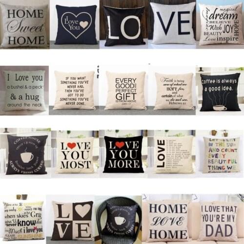 Words Printing Pillow Cover Cushion Case Toss Pillowcase Hidden Zipper Closure Soft Room Gifts Single Sides Printing