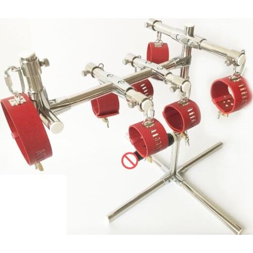 New female bdsm bondage torture device stainless steel restraints frame leather neck collar handcuffs ankle cuffs sex games toy