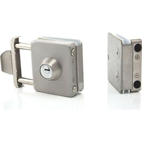 Nowey 10-12mm Glass Door Lock Stainless Steel Double Bolts Swing Push Sliding Access Control