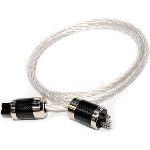 One piece 6N OCC Silver Plated US/EU version audio hifi Power cable with Carbon Fiber US version power plug