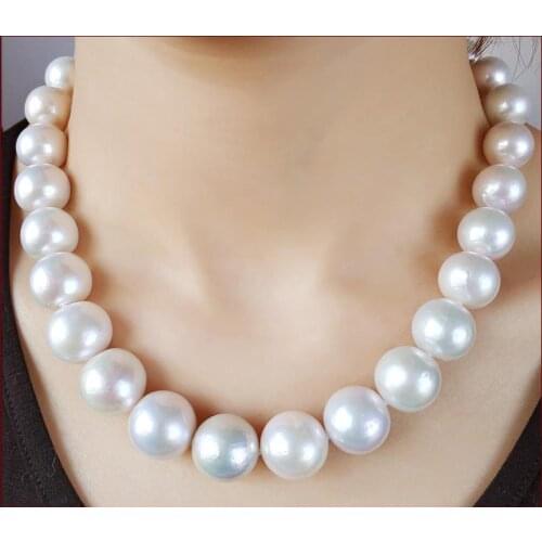 AAA 12-13 mm Genuine Natural South Sea White Pearl Necklace 18 " 14 K gold