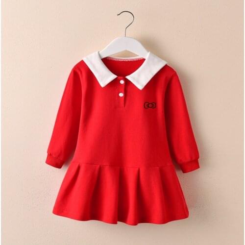 JY 2021 Cotton Girl Turn-down Collar Dress Academy Children Long-sleeved Princess 90-130