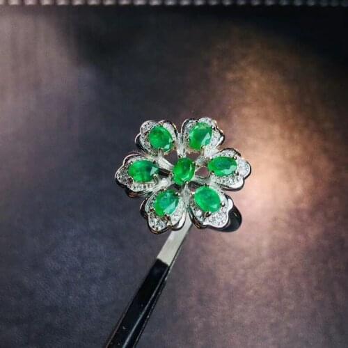 The Best engagement Gift Emerald Ring Natural And Real 925 sterling silver Fine jewelry Emerald Ring
