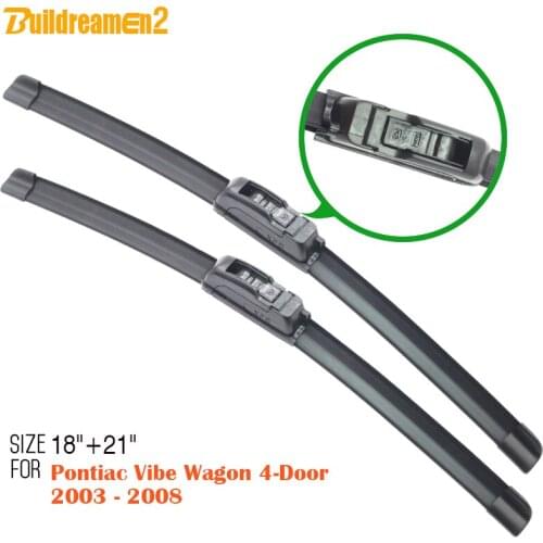 Buildreamen2 For Pontiac Vibe Wagon 4-Door 2003-2008 Car BracketlessWindscreen Wiper 2 Pieces Soft Rubber Windshield Wiper Blade