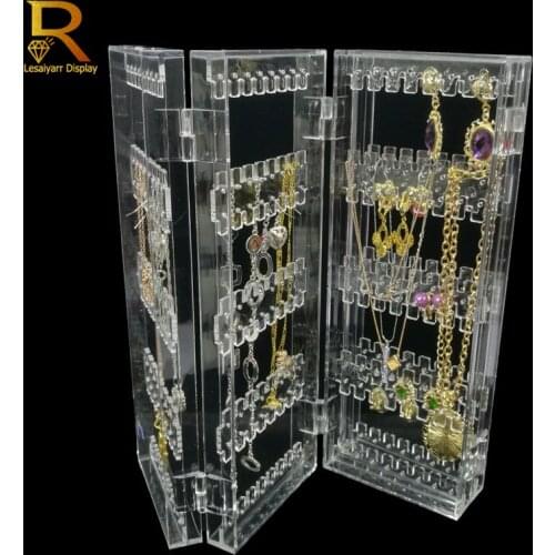 Foldable Acrylic Jewelry Display Holds Up Earrings Ear Stud Holder Transparent Jewelry Organizer Earring Showcase Stand Box