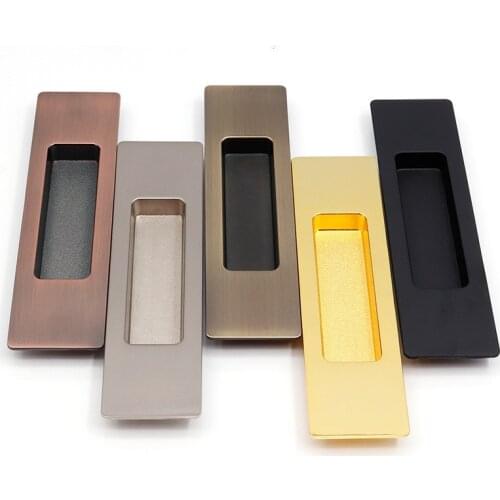 1set Zinc alloy Hidde door handle embedded modern Double pull knob retro bronze Gold black Silver Sliding door cabinets Hardware