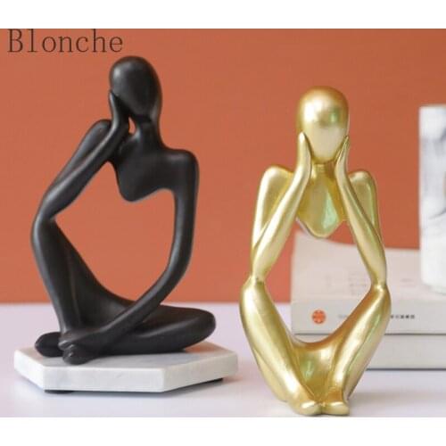 Abstract Thinker Statue Resin Sculpture Miniature Figurines Thinker Character European Style Office Home Decoration Accessories