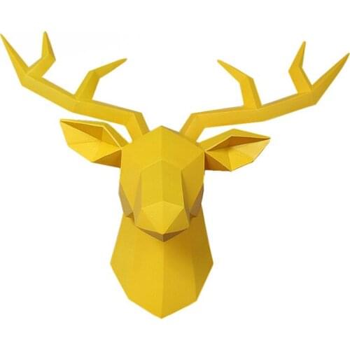 Large Size 4 Color Available New Geometry 3D Animal Deer Head Wall Decoration Head Resin Wall Ornament Xmas Gift Creative Gift