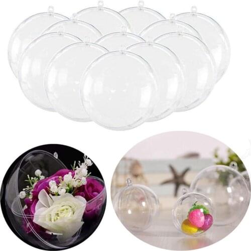 Christmas Ball Ornaments, 24Pcs/12sets DIY Hanging Ball Transparent Open Plastic Clear Ornament Ball Gift Present Box