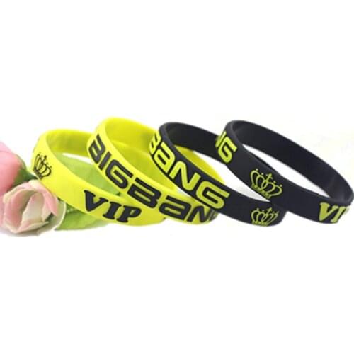 Hot Sale 1PC BIGBANG Silicone Bracelets & Bangles Black Yellow VIP Silicone Rubber Wristband for Music Fans Concert Gift SH292