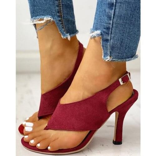 Women Sandals Thin High Heels Flip-flop Casual Shoes Summer Fashion Sandals Peep Toe Gladiator Wedding Sandals Plus Size 35-40