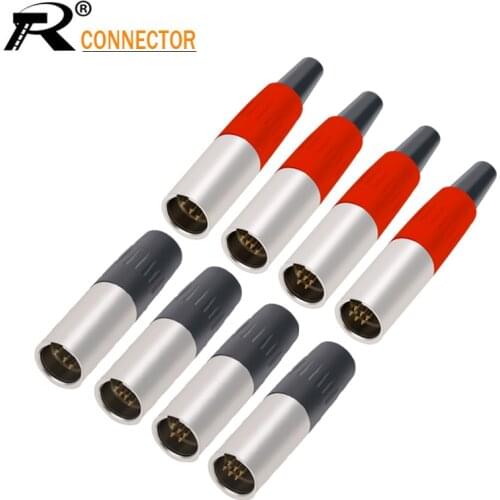 1pc High Quality Mini XLR 3 4 5 Pin Male Plug Small XLR Audio Microphone Connector for MIC Soldering Straight