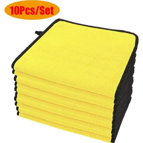 10/5Pcs Microfiber Towel Car Detailing Cleaning Towels Auto Wiping Cloth Car Double Layer Cleaning Drying Rags Car Wash Rags