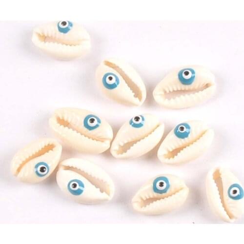 10Pcs Natural Shells For Jewelry Handmade Decor DIY Bracelet Accessories Scrapbook Crafts White Seashell Evil Eye Pattern tr0338