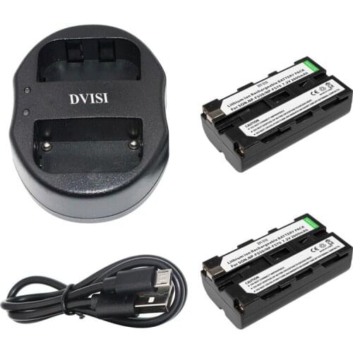 2pcs/lot NP-F550 NP F550 NPF550 Batteries and USB Dual Charger for Sony NP-F570 F530 CCD-SC55 CCD-TRV81Digital Camera Battery