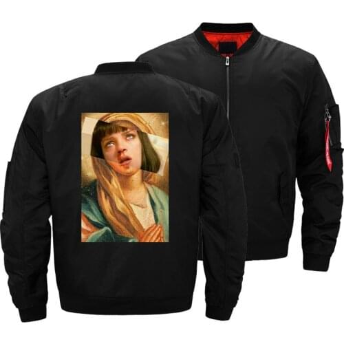 2019 Mens Bomber Jacket Virgin Mary Mixed Pulp Fiction Mia Wallace Military Male Ma1 Air Pilot Thick Windbreaker Aviator S-5XL