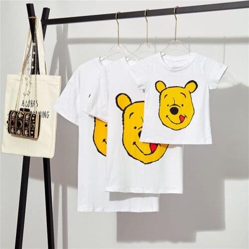 2020 Family Matching T-shirts Catoon Bear Mama and Baby Clothes Top Tee Shirt Mother Son Outfits Father Kids Children Outfits