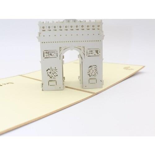 3D Laser Cut Handmade Beautiful Retro Triumphal Arch Paper Invitation Greeting Cards PostCard Business Creative Gift Souvenir