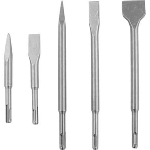 5Pcs Wear-resistant Punt Groove Guts Platte Beitels Set Elektrische Hamer Baksteen Boor Muur Beton Boren Platte Beitels