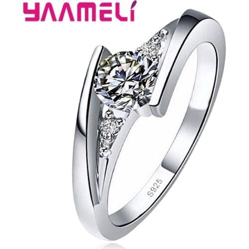 925 Sterling Silver Luxury Crystal Wedding Engagement Rings For Women Girls Anniversary Gift Fashion Jewelry Wholesale