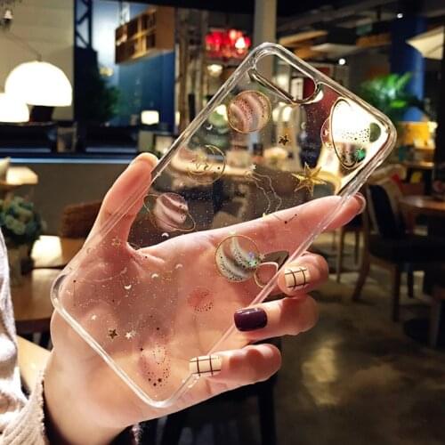 3D Space Planet Glitter Phone Case for iphone 7 8 6 6S Plus SE2 Clear Soft Silicon Case For iphone 11 Pro X XS MAX XR Cute Cover