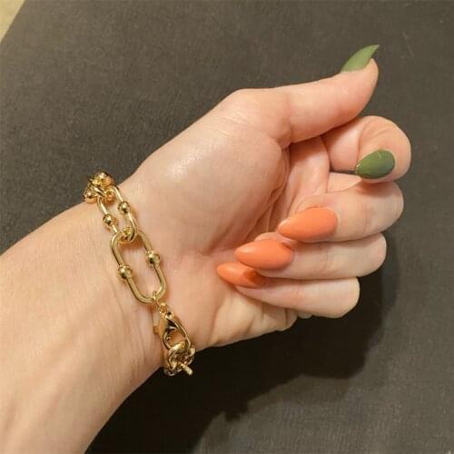 Modern Gold Color Ball Special Chain Shape Linked Bracelet For Women Girl Unique Special Gift Trendy Chic Arm Accessories