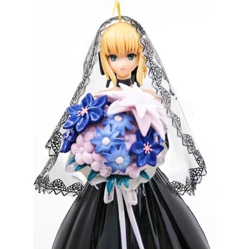 10th Anniversary Fate/Stay Night Black Wedding Dress Bride Saber 25cmVer. Cute Doll PVC Action Figure Collectible figurine T30