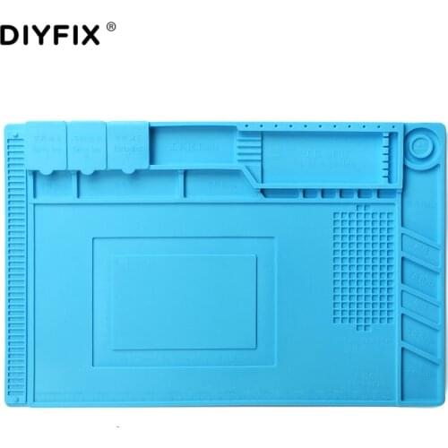 DIYFIX Heat Insulation Silicone Pad 45x30cm Desk Mat Maintenance Platform for BGA Soldering Repair Station with Magnetic Section