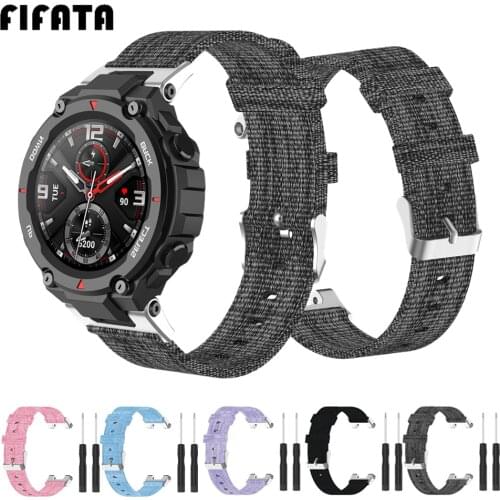 FIFATA Nylon Canvas Bracelet For Huami Amazfit T-Rex A1918 Watch Band Straps For Xiaomi Amazfit Ares A1908 Wristband Accessories