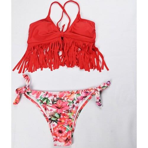 2021 Hot Sale Swimsuit Tassel Design Strappy Sling Swimwear Sexy Womens Bikini Two Piece Bathing Suit Summer Backless Outfits