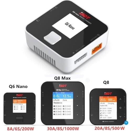 ISDT Q6 Nano 200W / Q8 Lite 500W / Q8 Max 1000W 1-6S 2-8S Pocket High Power Lipo Battery Balance Charger for RC FPV Drone
