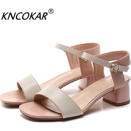 KNCOKAR Simple Stylish Thick With Sandals Comfortable Ladies Platform Shoes Square Head Hollow Open Toe Womens Sandals x202046