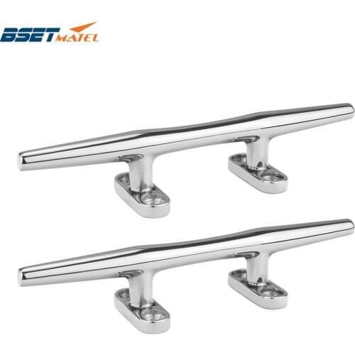 2PCS 10" Marine Grade stainless steel 316 heavy duty hollow open base Cleat bollard Boat Dock Deck Rope Cleat marine Accessories