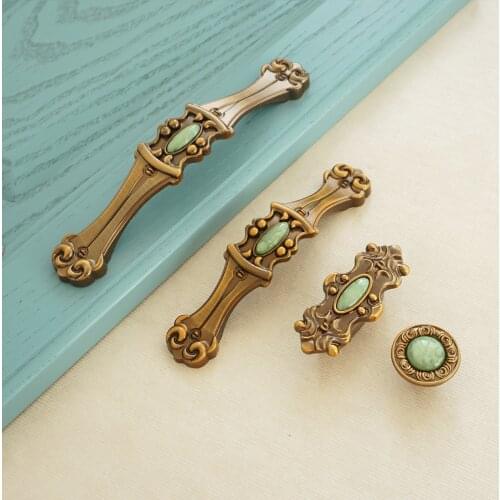 1.26" 3.75" 5" Retro Style Round Door Knobs Coffee Vintage Copper Drawer Handles Zinc Alloy Cupboard Pulls Handle 32 96 128mm