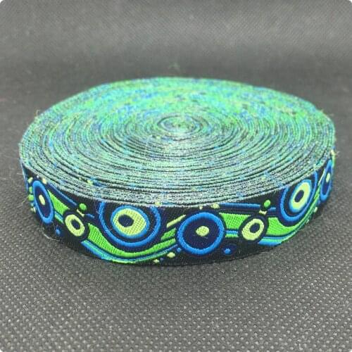 2015 NEW 5/8'' 16mm 10yard/sets Woven Jacquard Ribbon with rainbow Green For Dog Collar