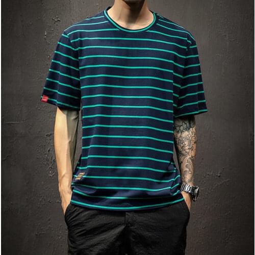 Hot Sale 2020 New Fashion Brand Mens Short Sleeve T Shirt Summer Striped T Shirt Men Slim Fit O Neck Mens Casual Tee Shirt 5XL