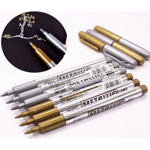 Metal Fabric Markers Pens Permanent Paint DIY Metalic Marker Pens Sharpie Gold Silver Color Craftwork Pen Art Supplies