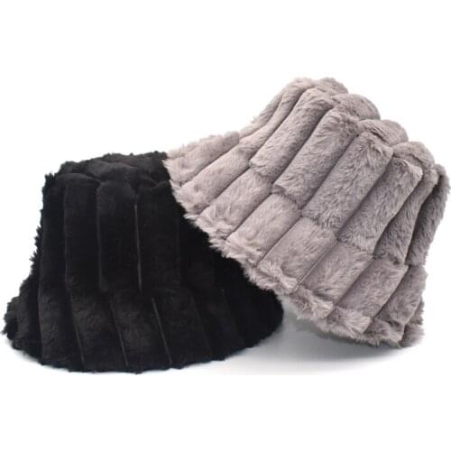 New Winter Bucket Hat Women Faux Fur Fisherman Hats Men Fashion Warm Panama Cap Outdoor Vacation ski Gorras M134