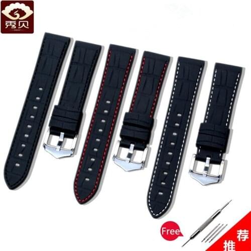 New Natural Silicone Rubber Watchband 20mm 22mm 24mm Black Waterproof Strap&Pin Buckle For Brands Iwatch Smart Watch Stock Men