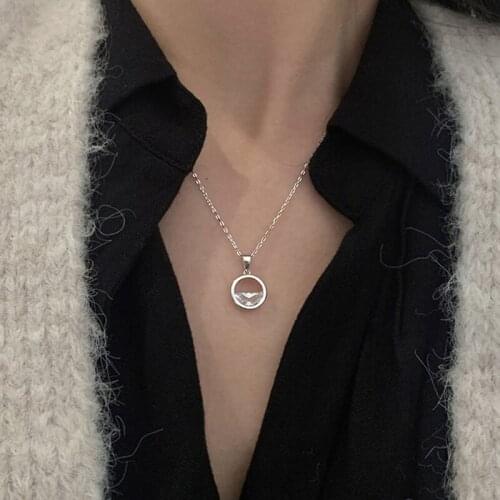 Mewanry 925 Sterling Silver Necklace for Women Hollow Sweet Fashion Holiday Party Sparkling Bride Zircon Jewelry Birthday Gifts