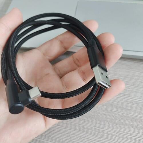 BRAIDED USB TYPE-C Charging/Data Sync Transfer Lead Cable 1m 3ft 90 Degree