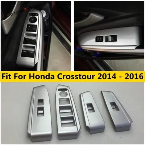 Yimaautotrims Inner Door Armrest Window Lift Button Panel Trim 4 Pcs Fit For Honda Crosstour 2014 2015 2016 Interior ABS