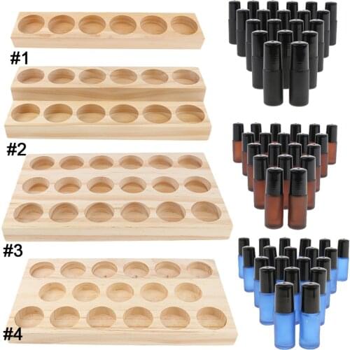 Premium Wood Essential Oil Displaying Rack DOUBLE LAYERS Organizer for 6/12/18pcs Cosmetic Bottles Aromatherapy Oils Organizer