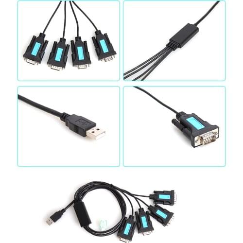 4 Port USB to RS232 DB9 Serial Adapter PC Notebook Windows Accessories Male A Converter Cable with PL2303 Chip