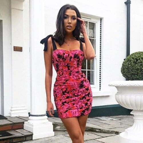 Sexy Women Sleeveless Sling Dress Female Printed Short Dresses Ladies Cocktail Party Mini Dresses Sundress Plus Size