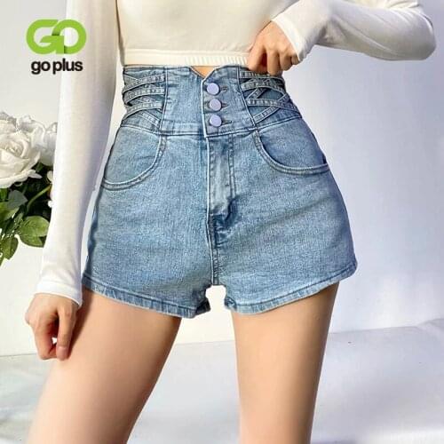 GOPLUS Shorts Summer Denim Woman Blue Black Shorts Ladies Plus Size High Waist Short Femme Jeans Spodenki Damskie Moda Szorty