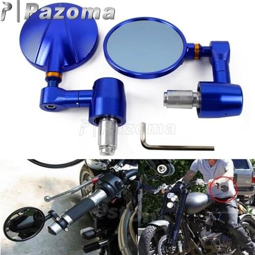 Blue Motorcycle Mirror Street Bikes Dual Sports Choppers Rearview Mirror 7/8" 1"Haandlebar Side Mirrors For Harley Yamaha Suzuki