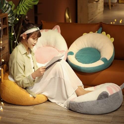 Dog Cat Dinosaur Rabbit Plush Seat Cushion Indoor Floor Stuffed Sofa Colorful Animal Decor Pillow for Children Grownups Gift